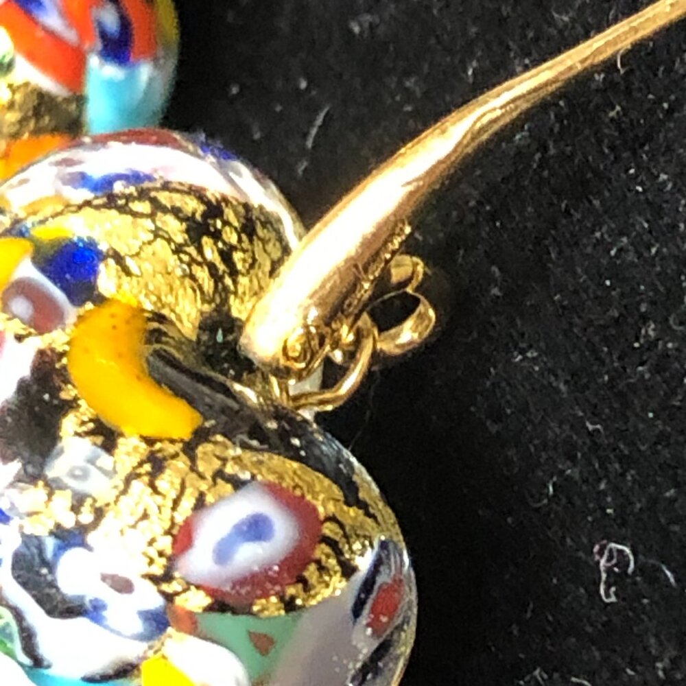 Bronze Italy Dynadema Murano Glass Puffy Heart Earrings   #1255 - Picture 5 of 5